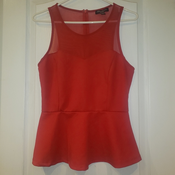 COPY - Pretty Red Peplum Top Size: M - Picture 1 of 2